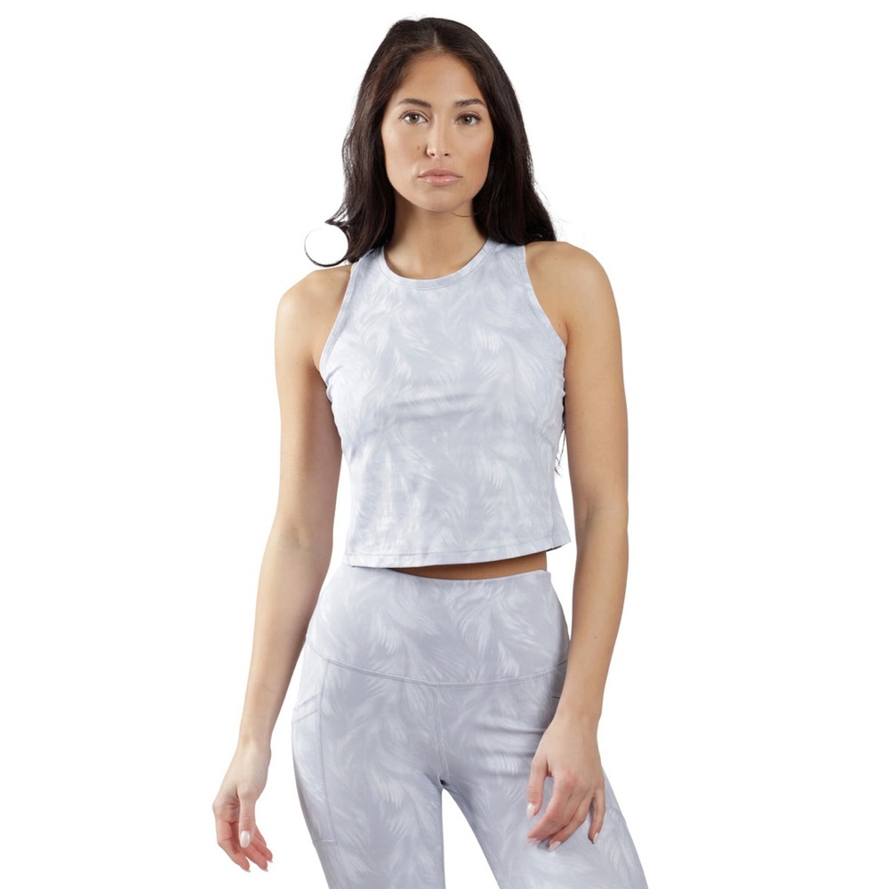 NWT 90 Degree By Reflex Women's Air Lux Feather Palm Racerback Cropped Tank Top